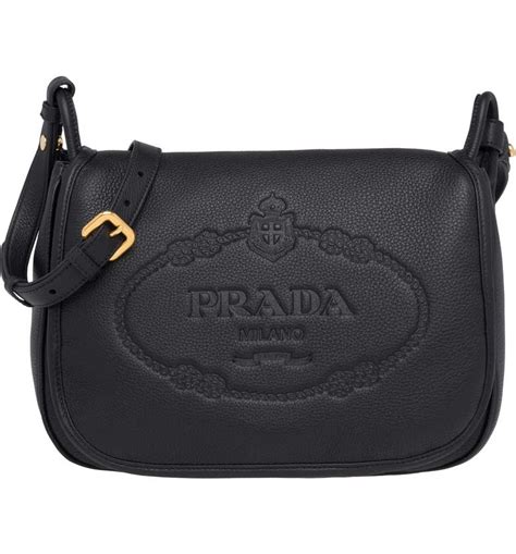 prada vitello daino heritage logo leather crossbody bag|Prada vitello daino leather tote.